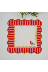 Decorative Edge Bird Patterned Digital Printed Embroidered Cocktail Napkin 1 Piece